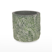 Vaso Cimento com Folhas Verde